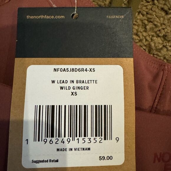 THE NORTH FACE BRALETTE WITH LEAD IN WILD GINGER HAS REMOVABLE PADS SIZE XS NWT - Picture 4 of 4